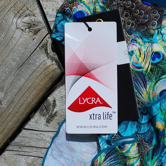 SEXY AQUA BLU Austrailia Peacock Ruffle Swim Top Women's Size 8 BNWT - Picture 10 of 15